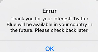 Twitter available in your country error